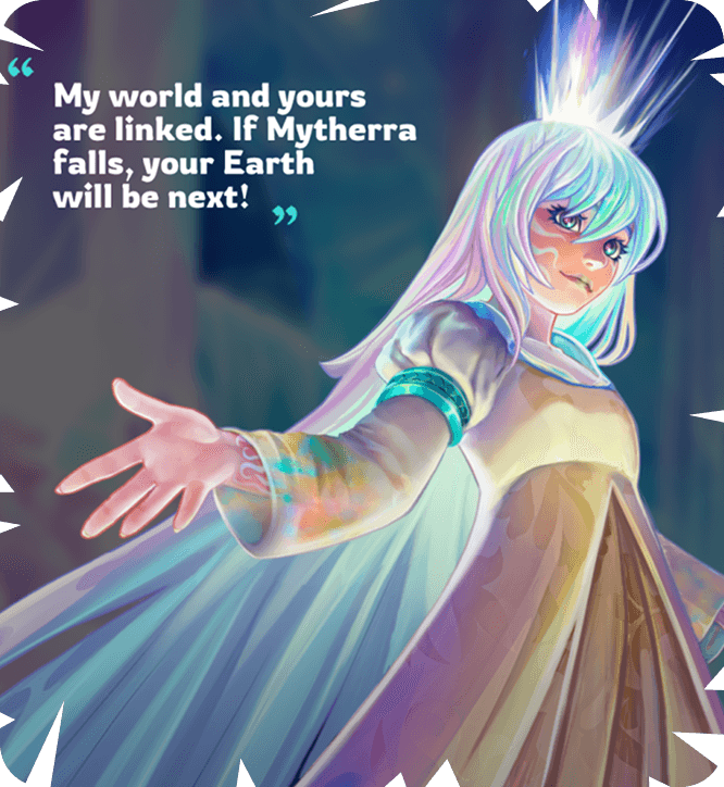 Fantasy queen warning about the fate of Mytherra and Earth.