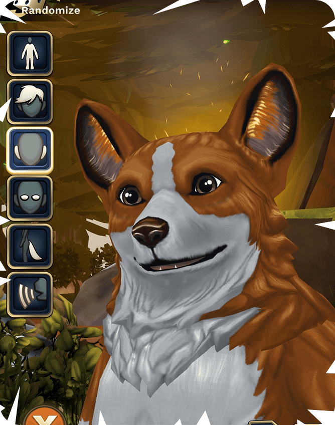 Game avatar featuring a grinning corgi face and pointed ears