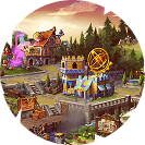Fantasy village with magical buildings, symbolizing exploration and discovery of lore